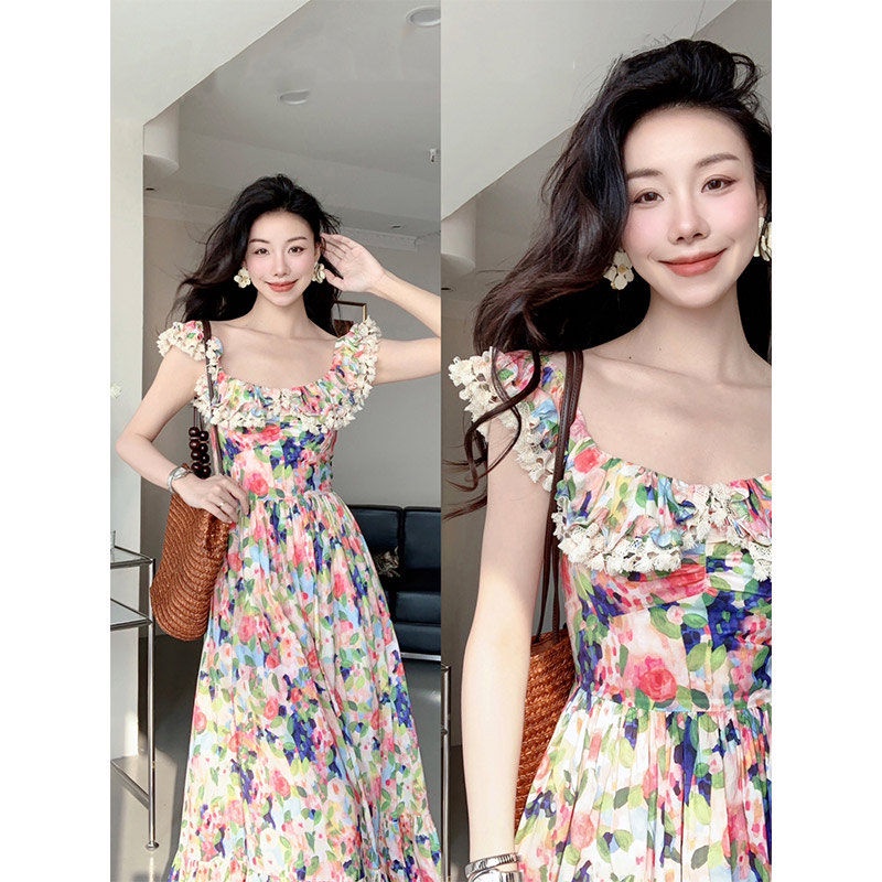 Đầm Dài Cao Cấp In Họa Tiết Phong Cách Pháp Thời Trang Mùa Hè Hàng Mới Dành Cho Bạn Nữ