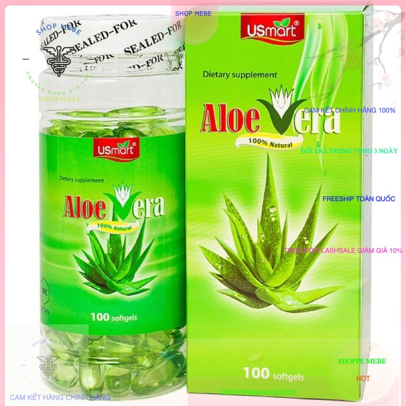 Viên uống Aloe Vera Usmart ngăn ngừa Lão Hóa Da (100 viên)