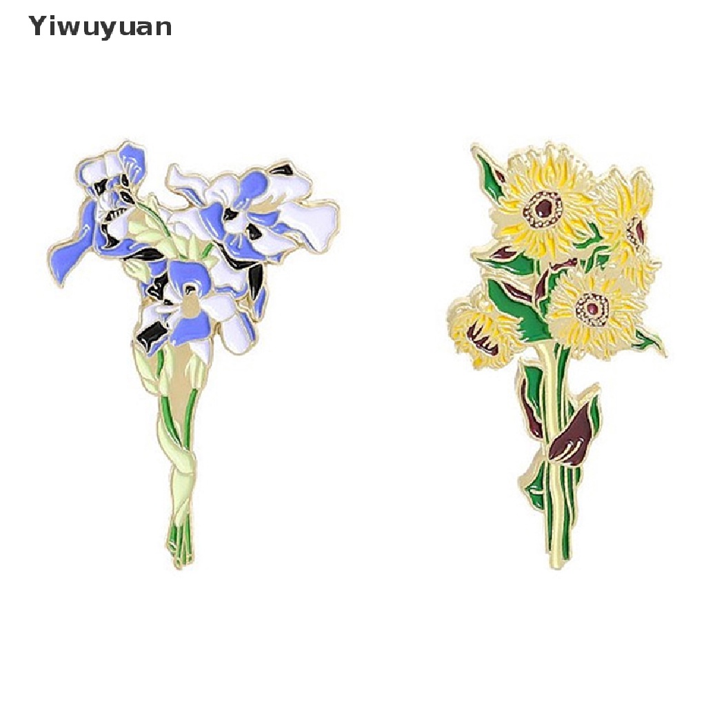 < Yiwuyuan > Ghim Cài Áo Kim Loại Tráng Men Hình Hoa Hướng Dương Van Gogh Iris Cho Nữ