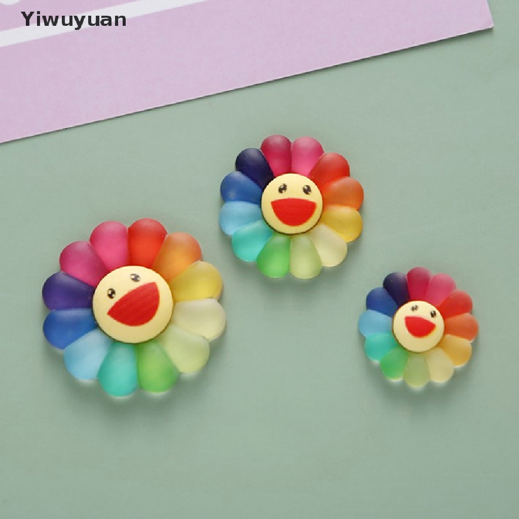 < Yiwuyuan > Set 10 Mô Hình Tượng Hoa Hướng Dương Cười Phẳng 3 Kích Cỡ Bằng Nhựa Resin Resin Nhỏ Xinh Trang Trí Sổ Tay