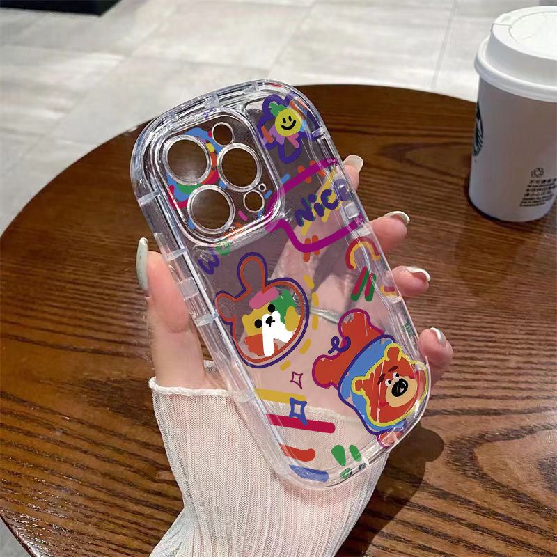 ✅Ốp Điện Thoại Mềm Trong Suốt Chống Sốc In Họa Tiết Hoa &amp; Thỏ Cho Iphone 14 12 8p / promax 13117 Xr