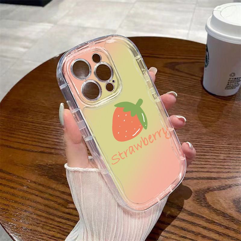 ✅Ốp Điện Thoại Mềm Trong Suốt Chống Sốc / Chống Nhòe In Hình Quả Dâu Cho Iphone Xs 14 8p 11 / 12promax13 / xr7