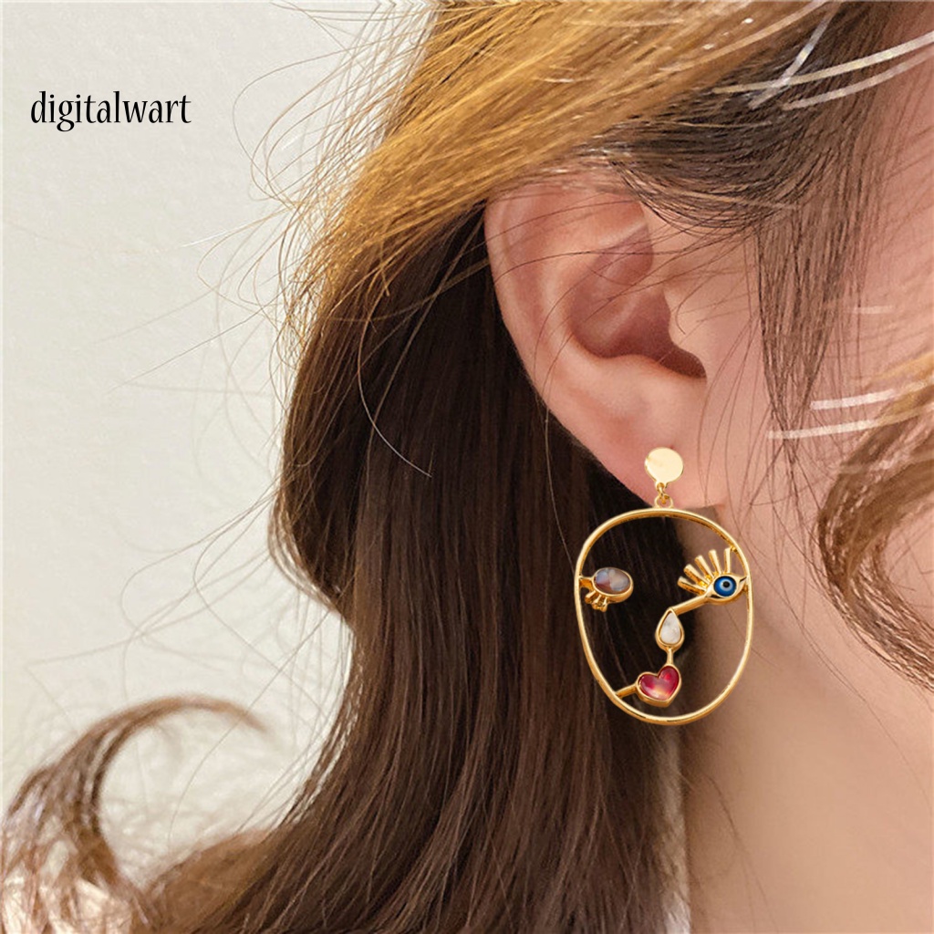 Kỹ Thuật Số| 1 Đôi Bông Tai Xỏ Lỗ Hình Học Nhiều Màu Sắc Thời Trang Dành Cho Nữ