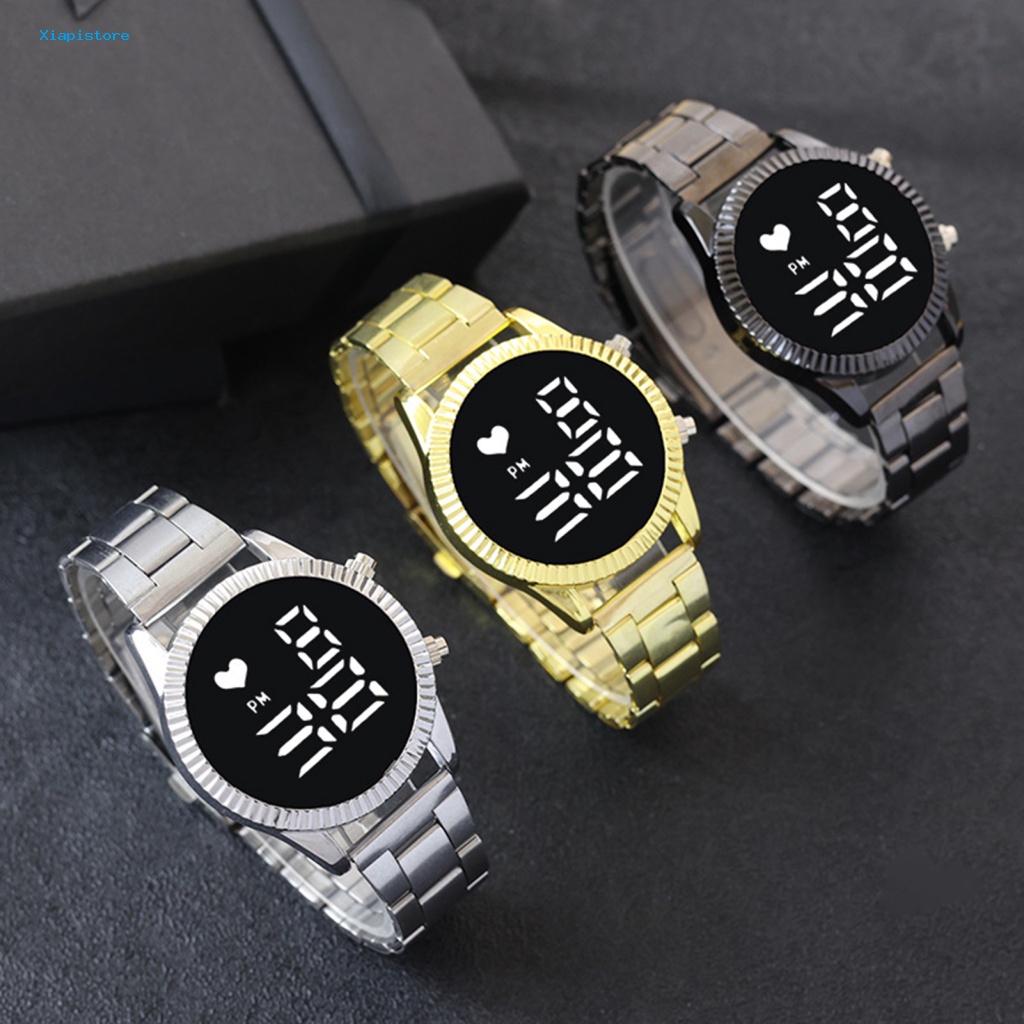 [Xiapistore] Đồng Hồ Đeo Tay Điện Tử Màn Hình LED Tròn Cỡ Lớn Dây Hợp Kim Hiển Thị Thời Gian Chính Xác Nhiều Màu Sắc Tùy Chọn