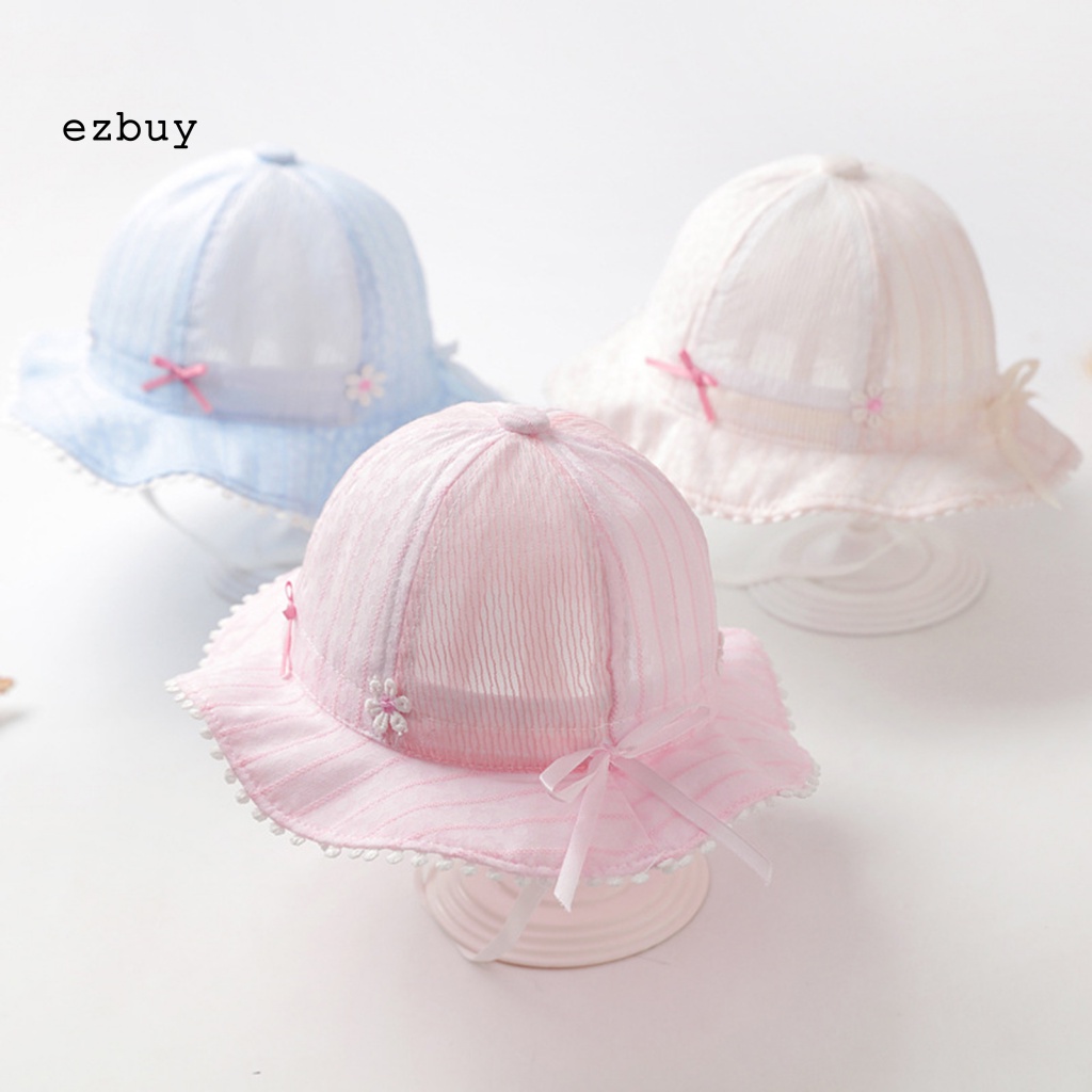 Nón Tai Bèo Chống Nắng Thoáng Khí Thêu Họa Tiết Xinh Xắn Cho Bé