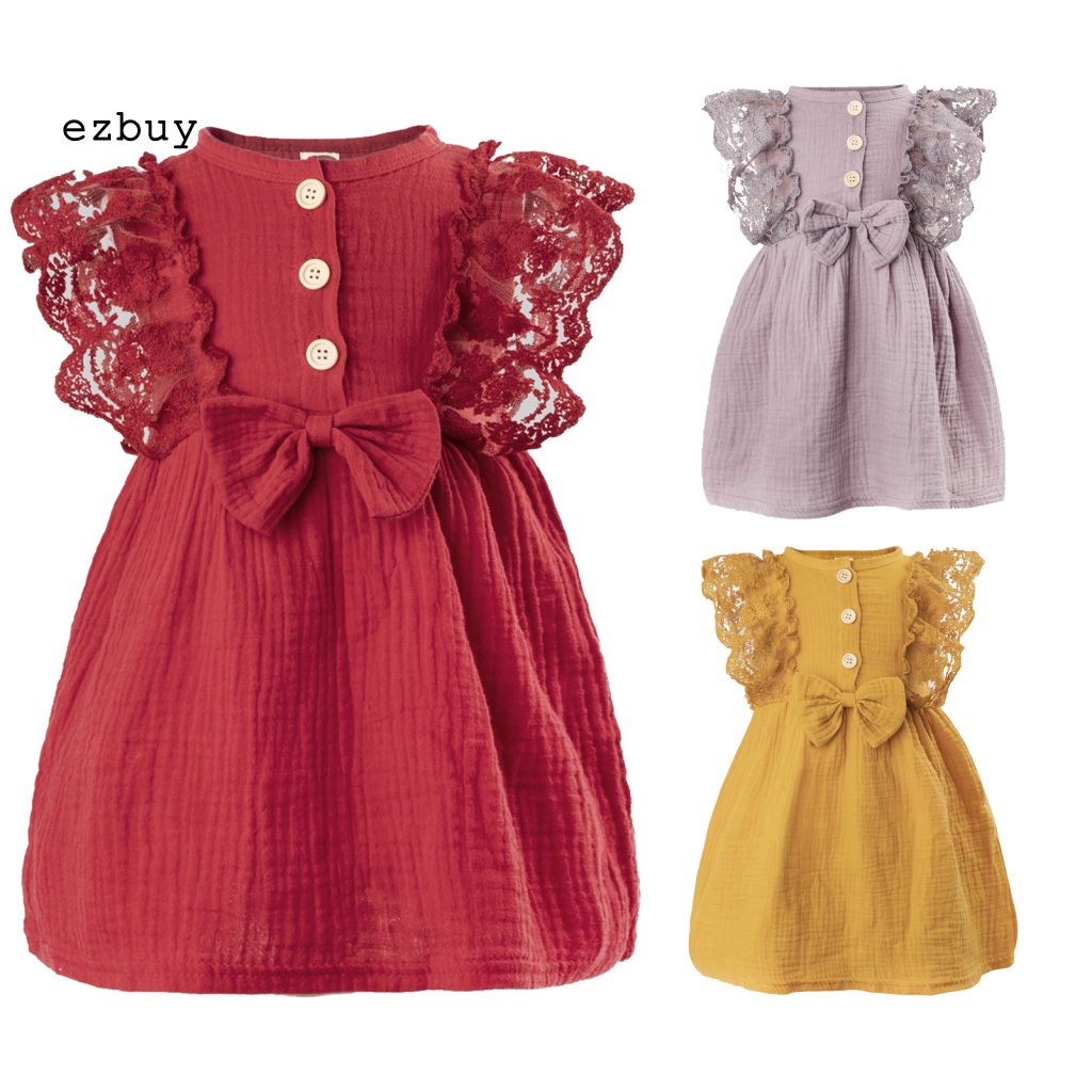 Đầm Cotton Sát Nách Thắt Nơ Thân Thiện Với Da Thời Trang Mùa Hè Cho Bé Gái