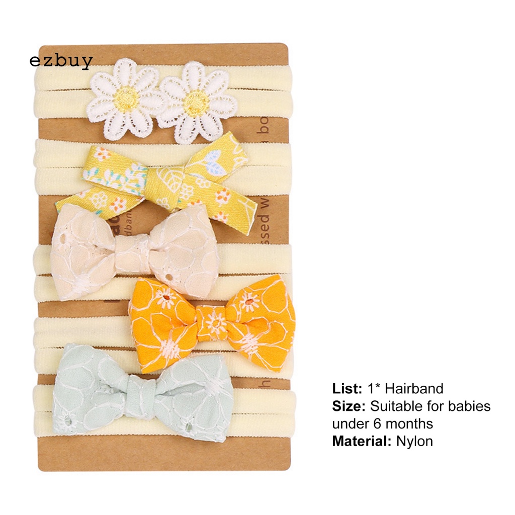 Bộ 5 Băng Đô Mềm Mại Đính Hoa Trang Trí Dành Cho Bé Gái