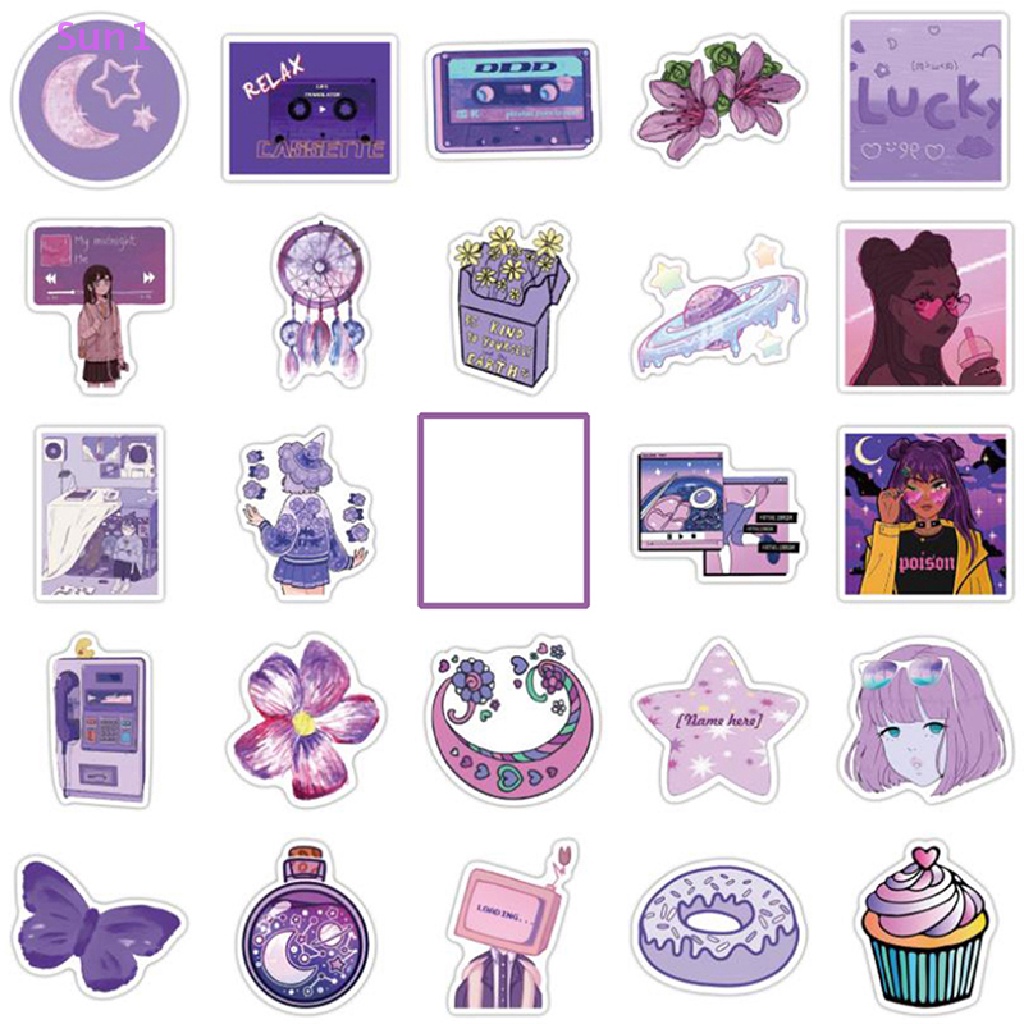 Bộ 50 Miếng Dán Họa Tiết Hoạt Hình Anime Dùng Trang Trí Ván Trượt / Guitar Sun1 &gt;