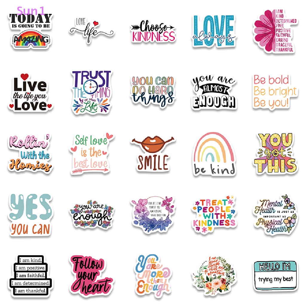 Sun1 > 52 Miếng Dán Đề Can In Câu Nói Truyền Cảm Hứng Bằng Tiếng Anh DIY Trang Trí Sổ Tay / Laptop / Phòng Học Cho Bé