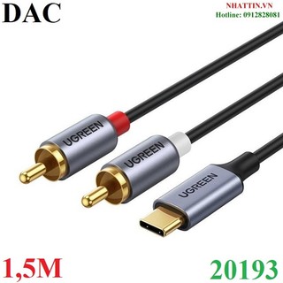 Cáp chuyển đổi âm thanh usb type-c sang 2 rca dài 1,5m ugreen 20193 cao cấp