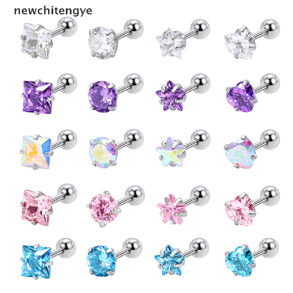 1 Đôi Khuyên Tai Thép Không Gỉ Đính Đá Zircon Đơn Giản Thời Trang