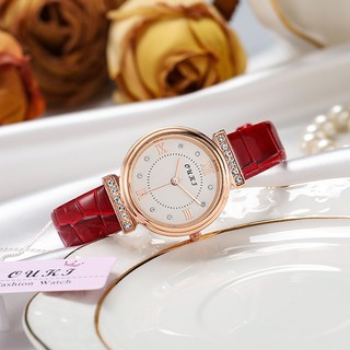 Đồng Hồ Quartz Đính Đá Với Dây Đeo Da