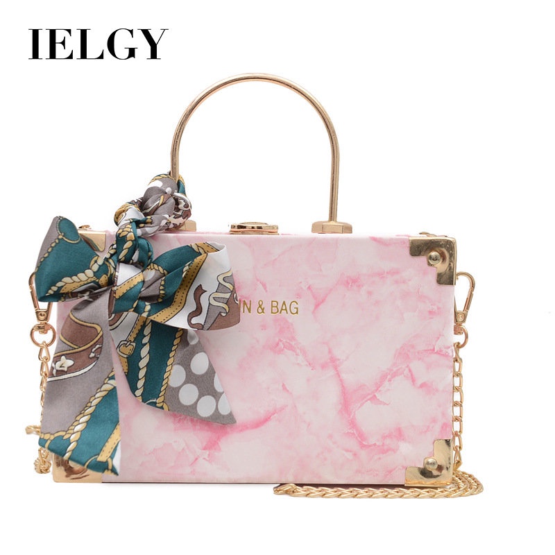 Túi Xách Đeo Vai Hình Vuông Cỡ Nhỏ Bằng Lụa Phối Khăn Quàng Cổ Phong Cách Âu Mỹ Cổ Điển Thời Trang Cho