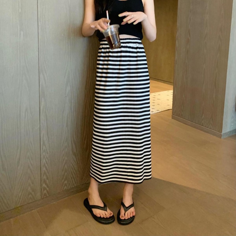 COZOK Chân Váy Dệt Kim Lưng Cao Thời Trang Xinh Xắn Cá Tính