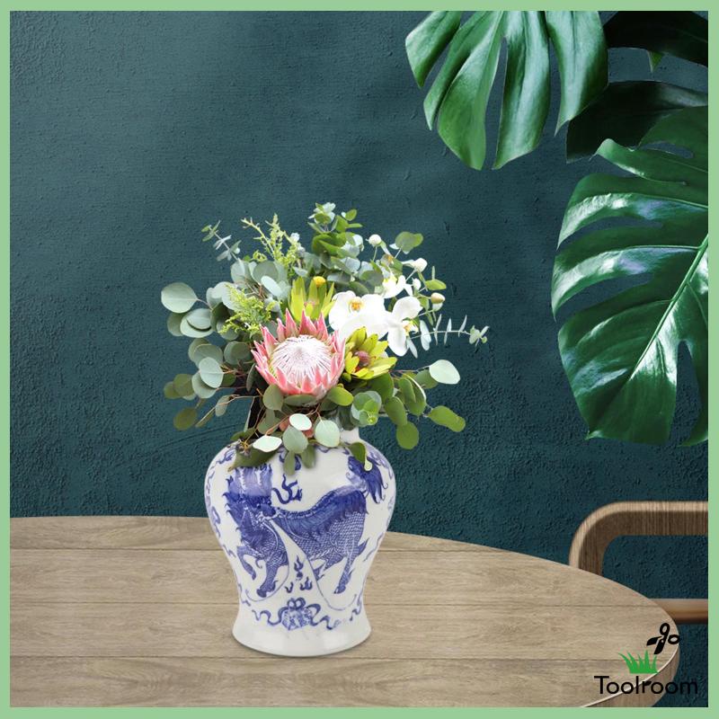 Hũ Gốm Đựng Gừng Màu Trắng Xanh Tiện Dụng