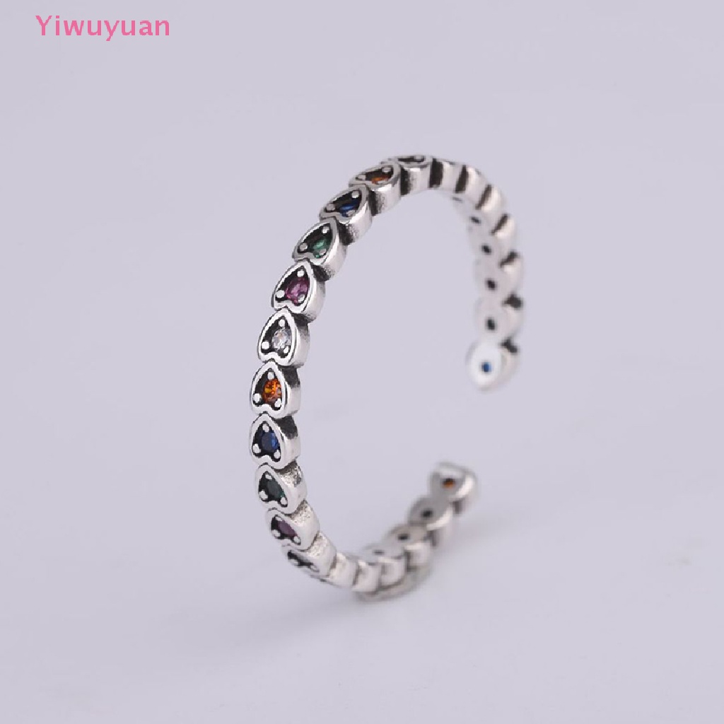 < Yiwuyuan > Nhẫn Hở Mạ Bạc 925 Đính Đá zircon Hình Trái Tim Sang Trọng Cho Nữ