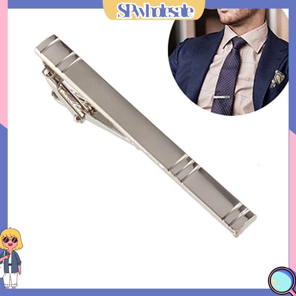 <SPwholesale> Kẹp Cà Vạt Hợp Kim Bạc Đơn Giản Thời Trang Trang Trọng Cho Nam