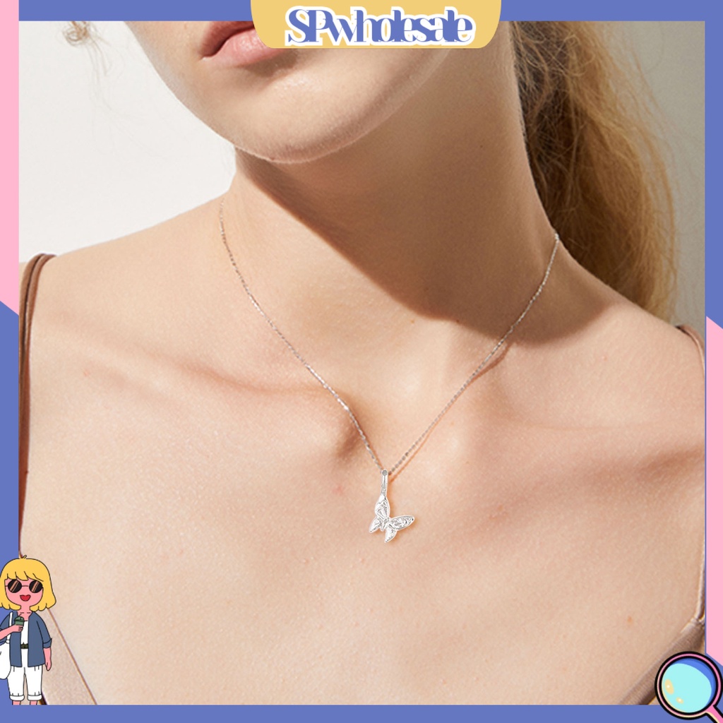 <SPwholesale> Vòng cổ Mạ Bạc Mặt Hình Bướm Lấp Lánh