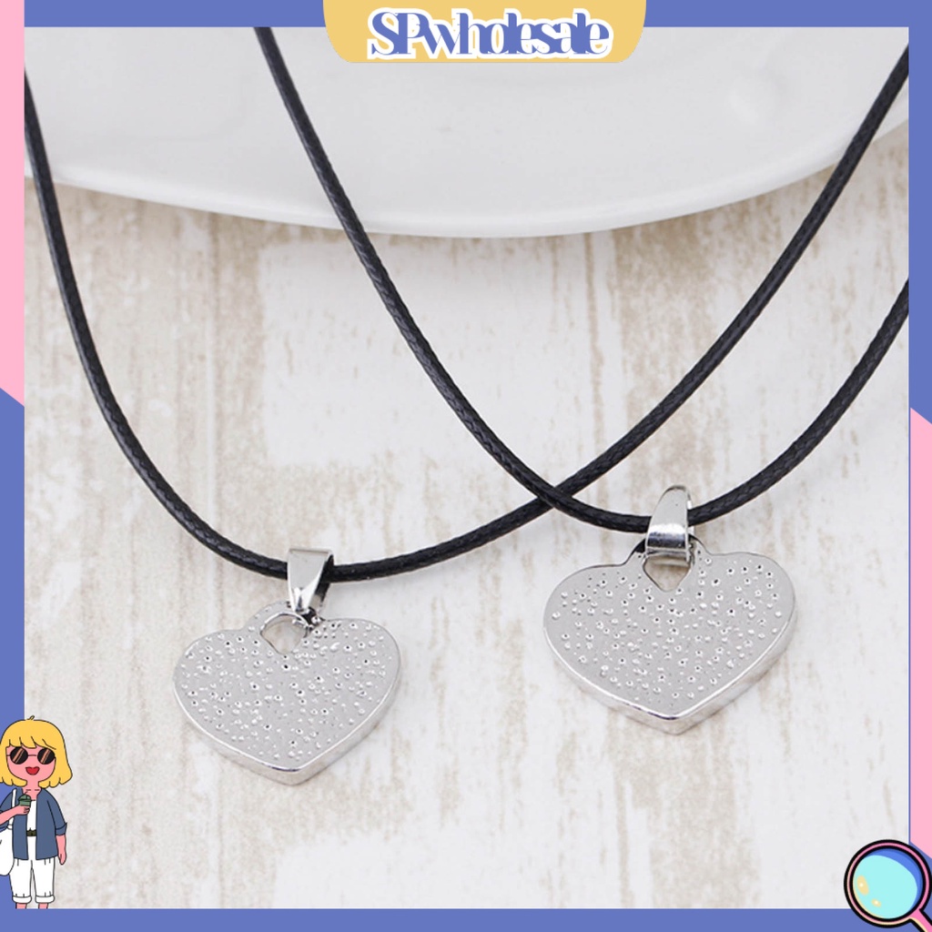 <SPwholesale> 1 Cặp Vòng cổ Mặt Trái Tim Màu Trắng Đen In Chữ I Love You Forever Dành Cho Cặp Đôi