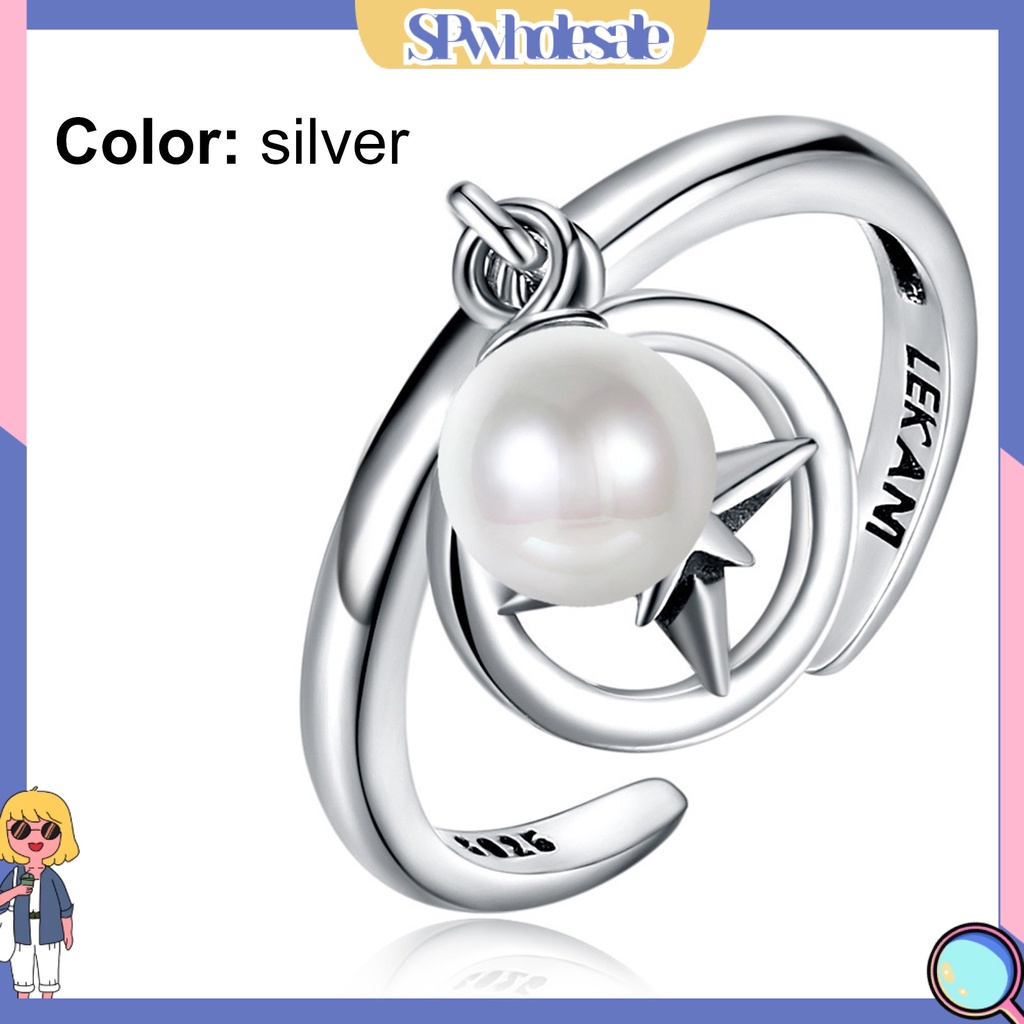 <SPwholesale> Nhẫn Cưới Bạc 925 Đính Ngọc Trai Nhân Tạo Thời Trang Dành Cho Nữ
