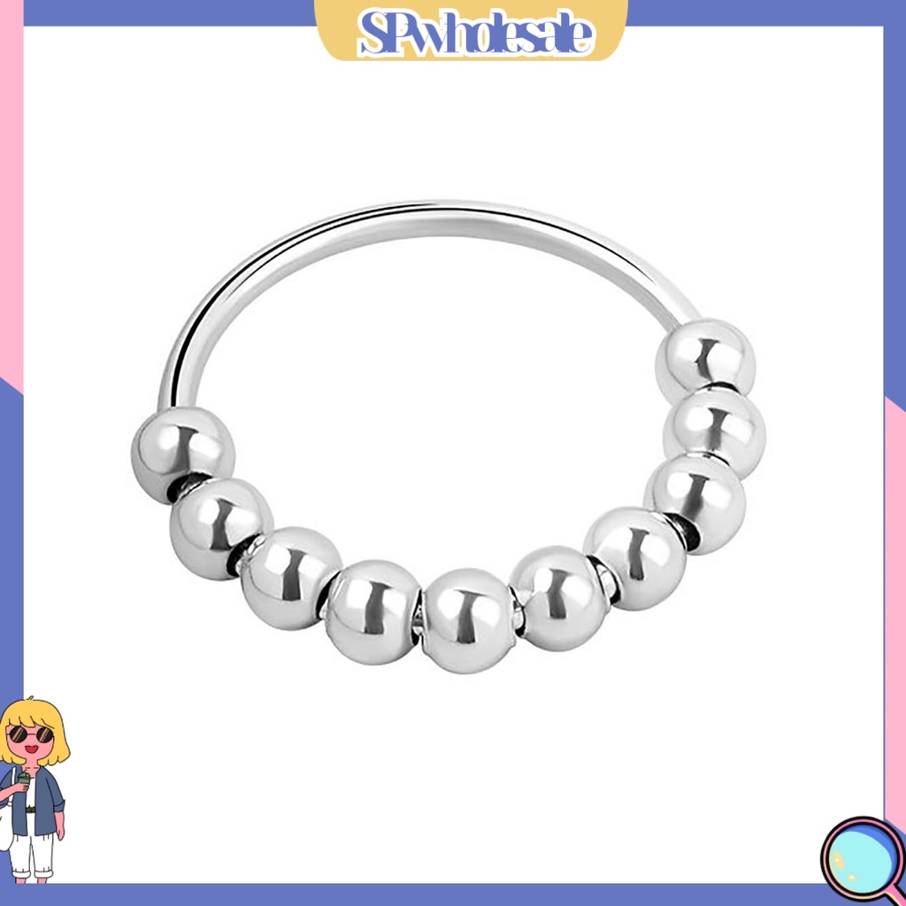 <SPwholesale> Nhẫn Hợp Kim Xoay Tròn Màu Trơn Giảm Căng Thẳng Cá Tính Unisex