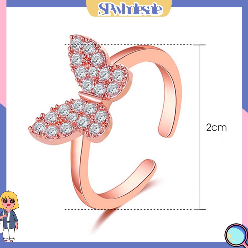 <SPwholesale> Nhẫn Hở Hình Bướm Đính Đá Thời Trang Cho Nữ