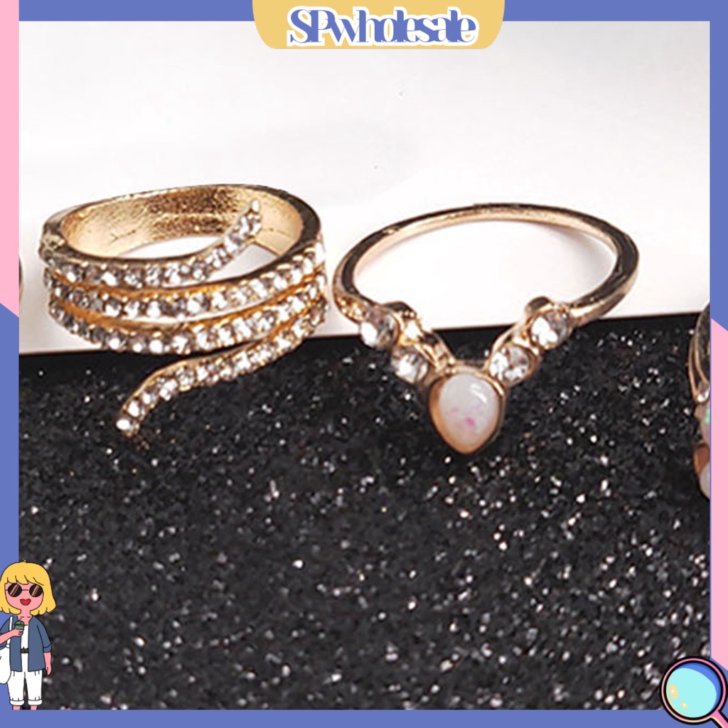 <SPwholesale> Set 17 Nhẫn Đeo Khớp Ngón Tay Đính Đá Phong Cách Vintage Cho Nữ