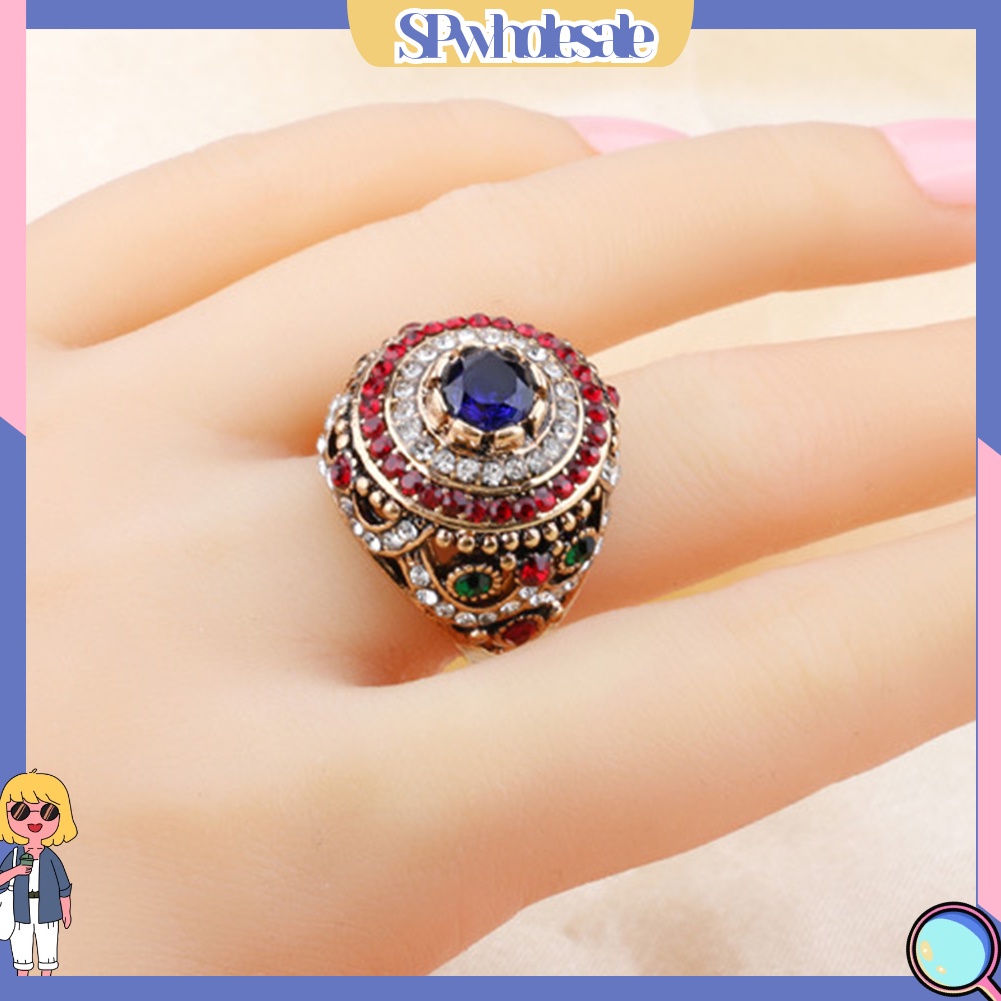 <SPwholesale> Nhẫn Tròn Đính Đá Nhiều Màu Sang Trọng