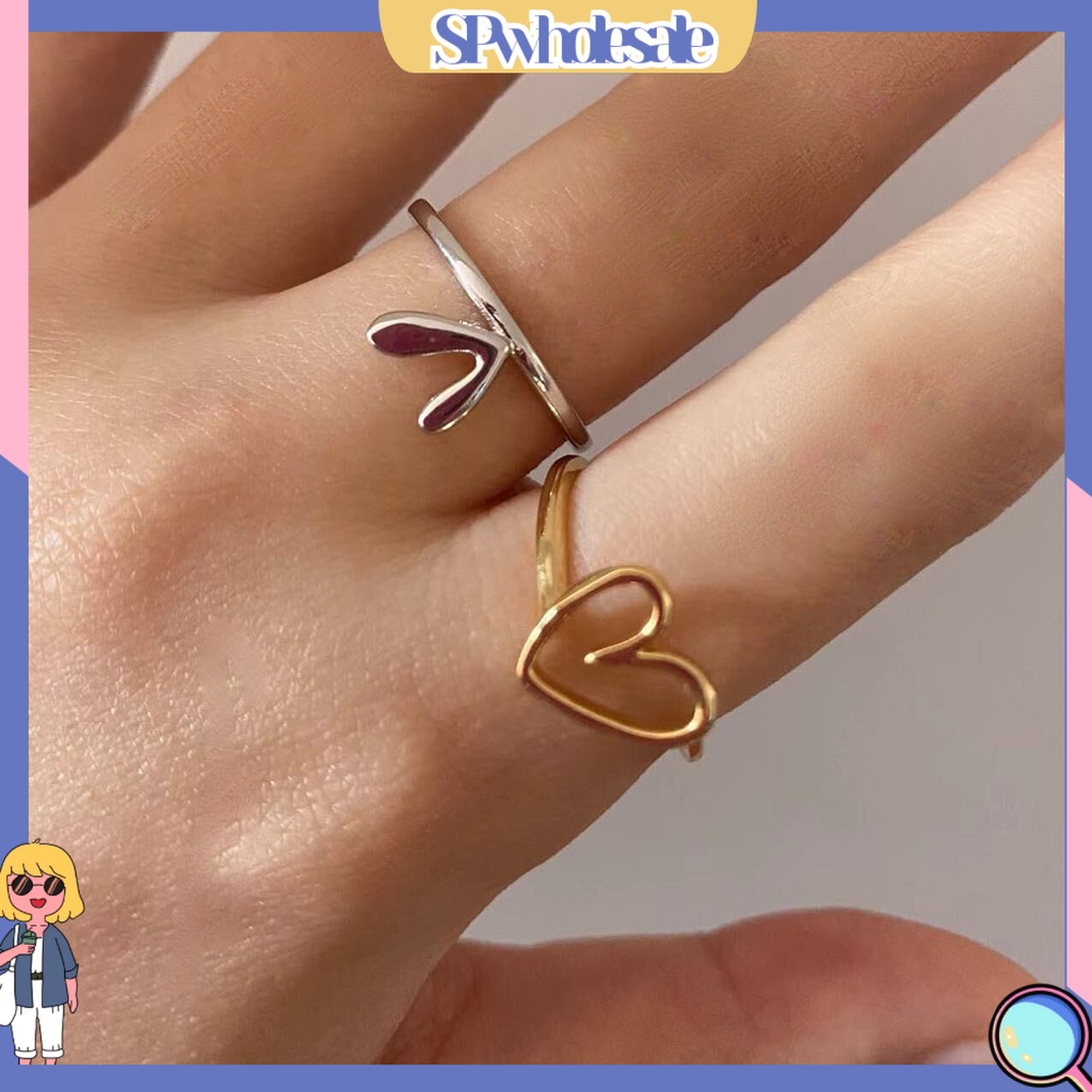 <SPwholesale> 1 Bộ Nhẫn Hình Trái Tim Thời Trang Dành Cho Nữ