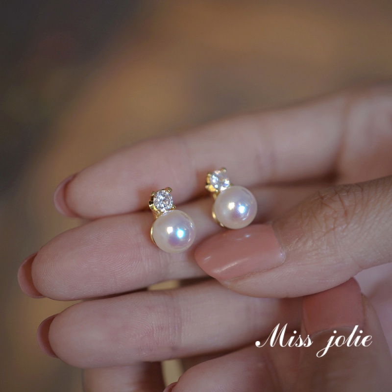 ✨Miss Jolie✨Hàng Có Sẵn Bông Tai Dạng Kẹp Nhỏ Hình Vỏ Sò Đính Kim Cương Giả Tinh Tế Đơn Giản Dễ Phối Đồ