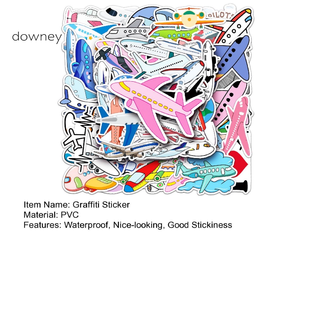 Bộ 50 Miếng Dán Họa Tiết Hoạt Hình Màu Trong Suốt Dùng Trang Trí Laptop / Xe Hơi