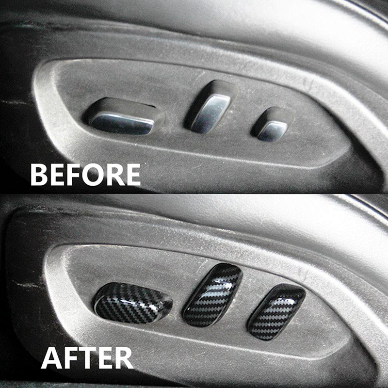 Set 6 Vỏ Bọc Nút Điều Chỉnh Ghế Ngồi Bằng ABS Sợi Carbon Cho Chevrolet Corvette C7 2014 2015 2016 2017 2018 2019