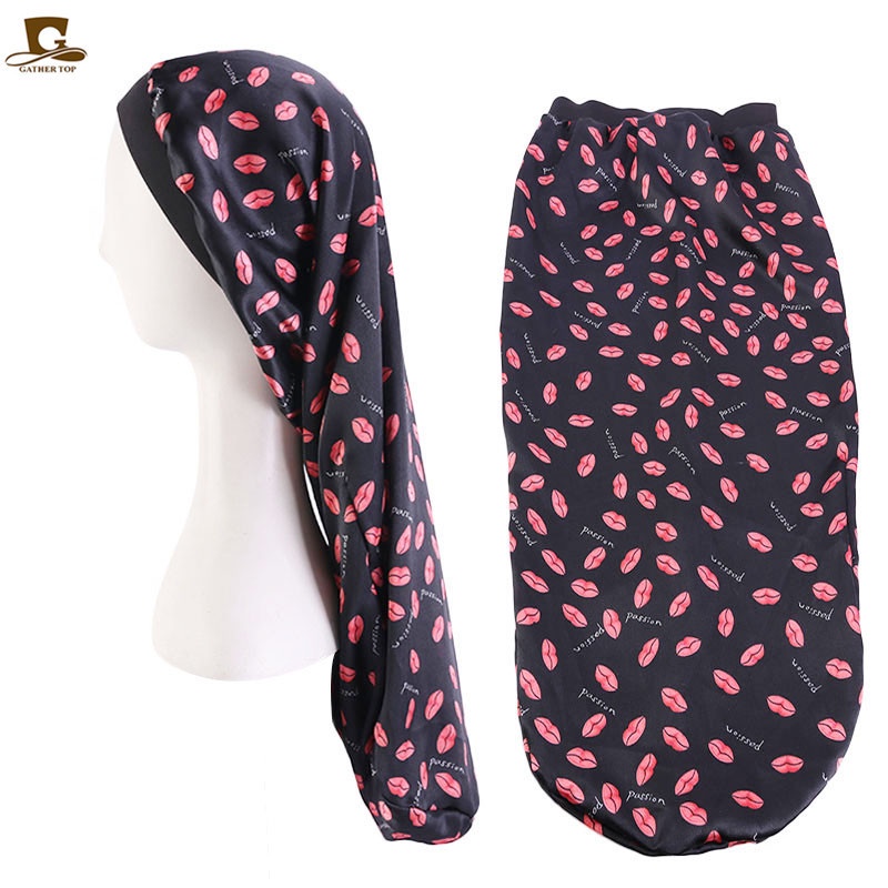 Mũ Trùm Tóc Bằng Lụa Co Giãn In Họa Tiết Mới