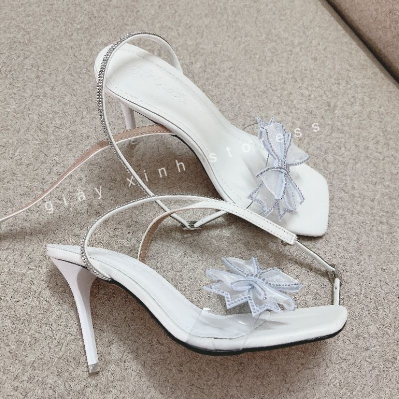 Sandanl cao gót thời trang 9p đá cao cấp kèm nơ xinh Mã V58 kèm ảnh thật