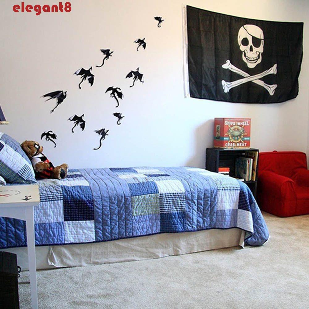 Set 7 Miếng Dán Tường Trang Trí Hình Rồng Phong Cách Gothic