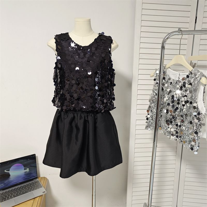 Áo Không Tay Đính Kim Sa Lấp Lánh Thời Trang Cho Nữ