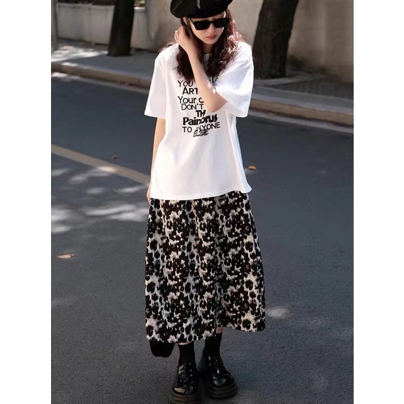 Áo Thun 100% cotton Trắng Dáng Rộng In Họa Tiết Thời Trang Mùa Hè Hàng Mới Dành Cho Nữ 3609