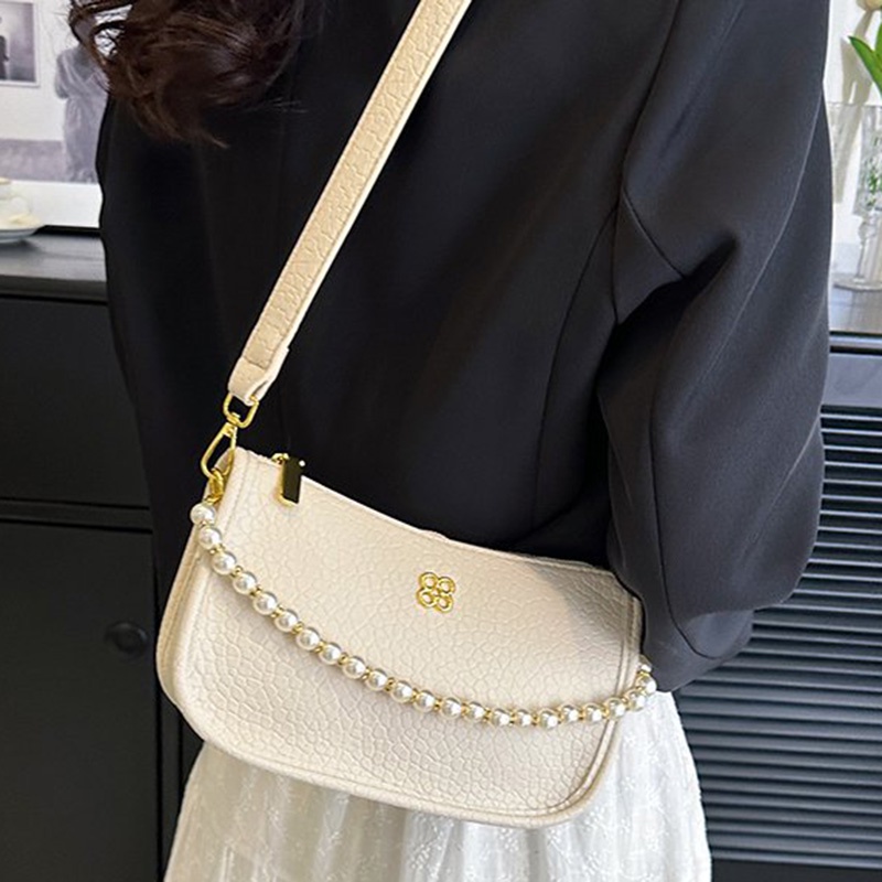 Ielgy Túi Đeo Vai Đính Ngọc Trai Đơn Giản Chất Lượng Cao Phong Cách retro Cho Nữ