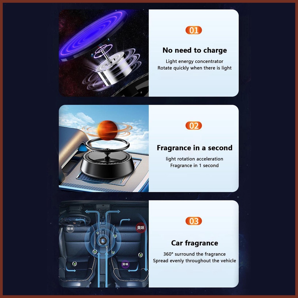 Máy Khuếch Tán Tinh Dầu Xoay Năng Lượng Mặt Trời Trang Trí Nội Thất Xe Hơi / Văn Phòng Hayyisvn