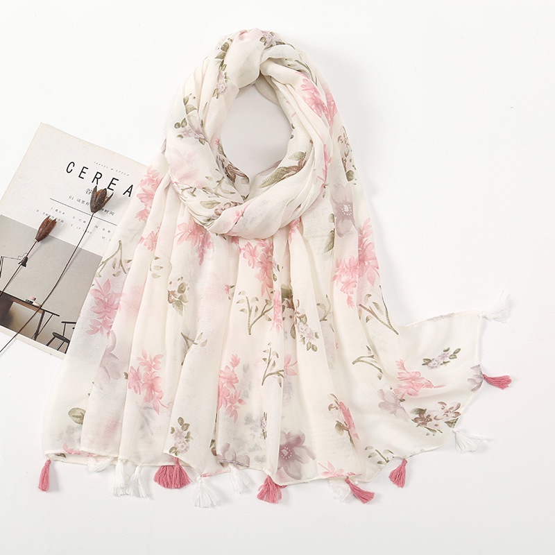 Khăn Choàng Cổ Bali 180-90cm In Họa Tiết Hoa Đơn Giản Dễ Phối Đồ Dành Cho Nữ