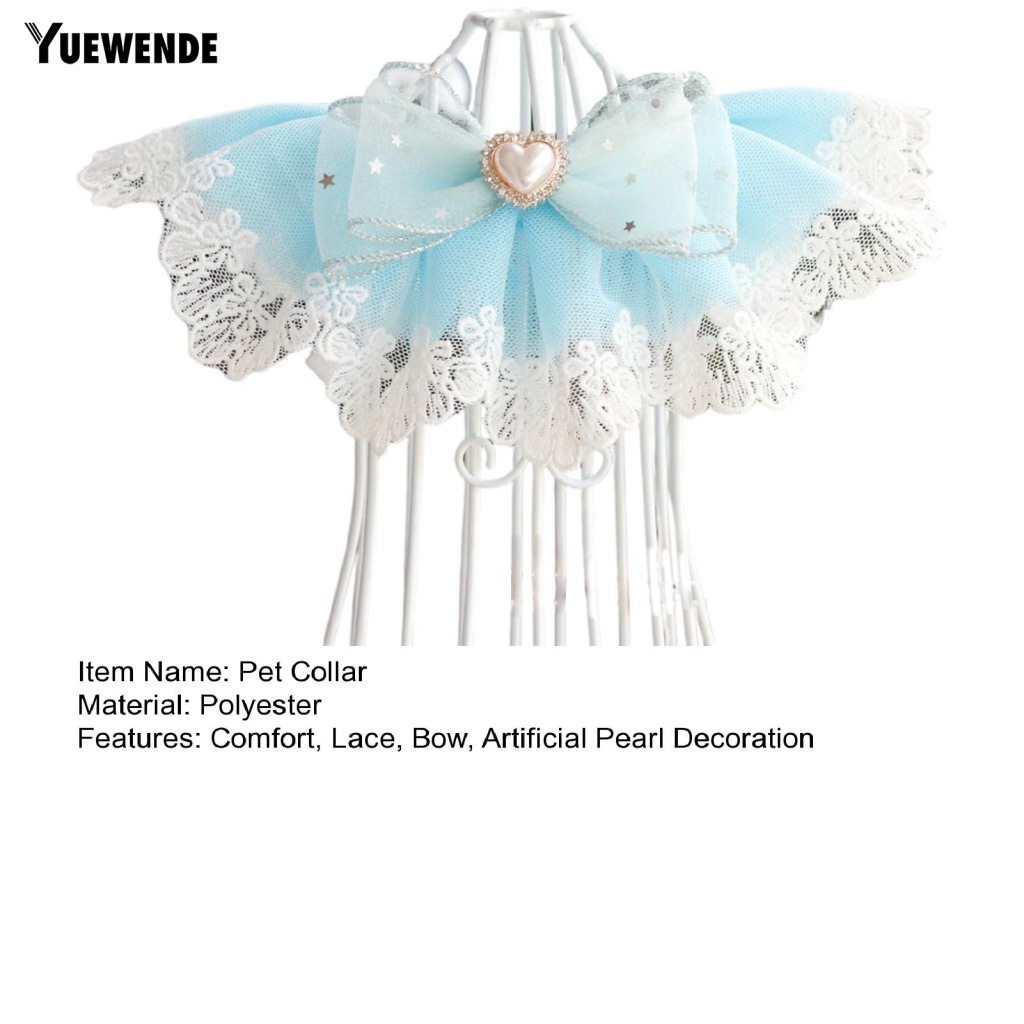 Yue.z Yếm Ăn Hình Nơ Phối Ren Bắt Mắt Cho Thú Cưng