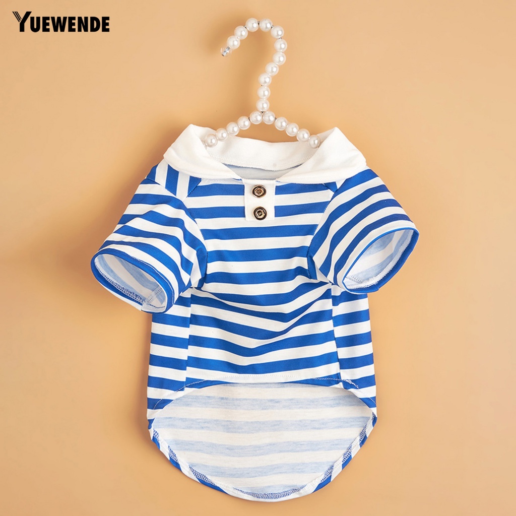 Yue.z Áo Sơ Mi Cổ Thủy Thủ Kẻ Sọc Thoáng Khí Thời Trang Mùa Hè Cho Thú Cưng