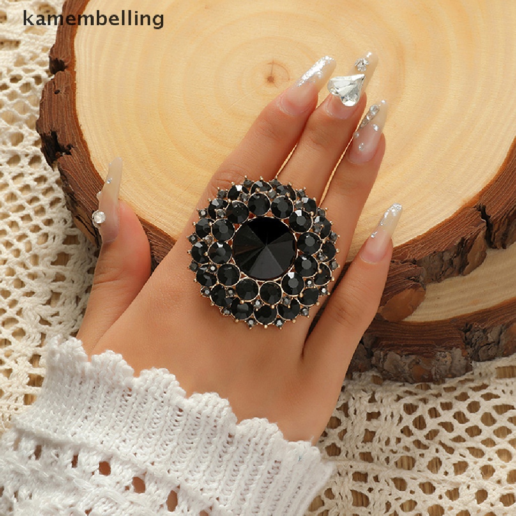 Nhẫn Mặt Tròn Lớn Đính Đá Pha Lê Phong Cách Boho Cổ Điển Cho Nữ