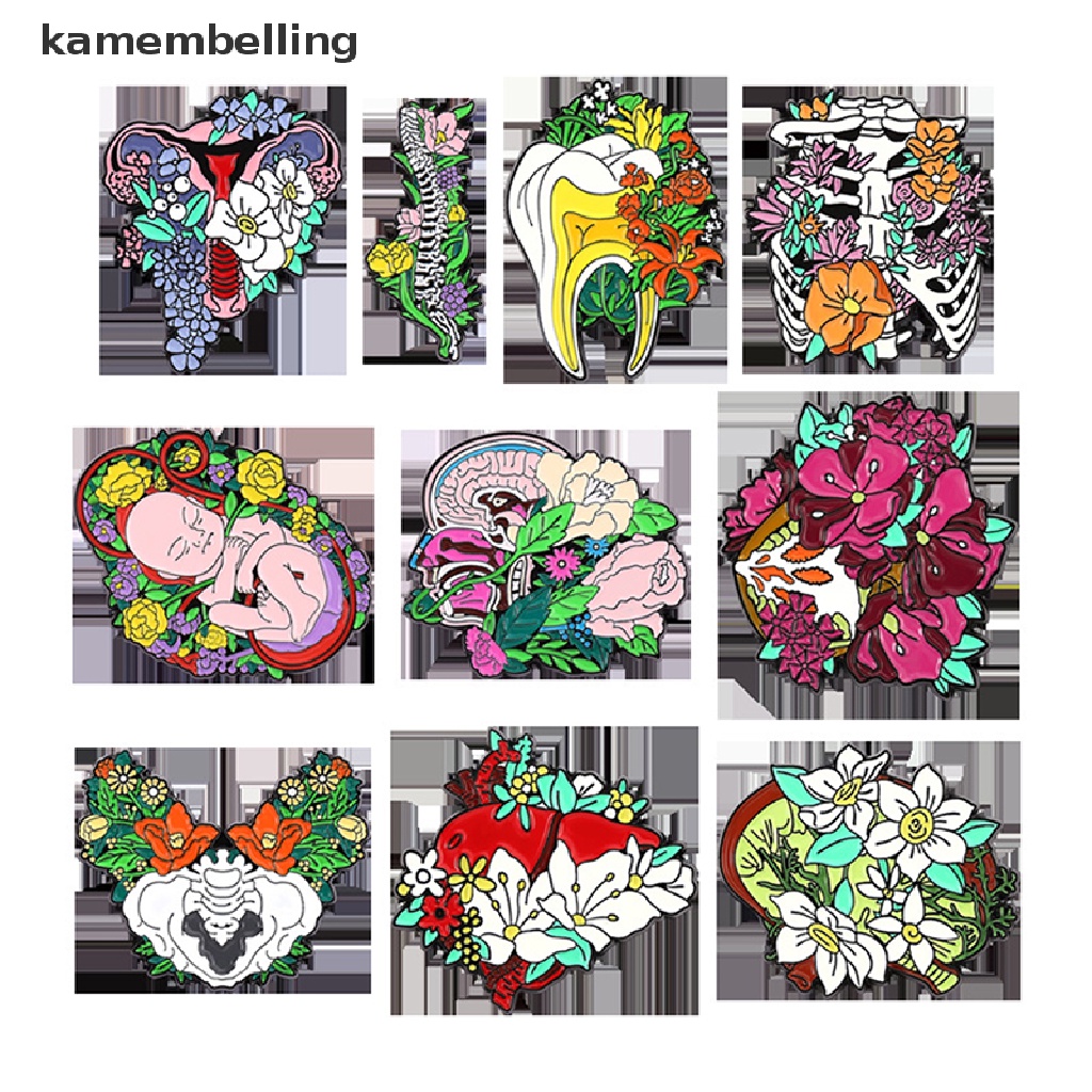 Kamembelling Huy Hiệu Cài Áo Hợp Kim Tráng Men Hình Hoa Trái Tim Bộ Não Thiết Kế Sáng Tạo