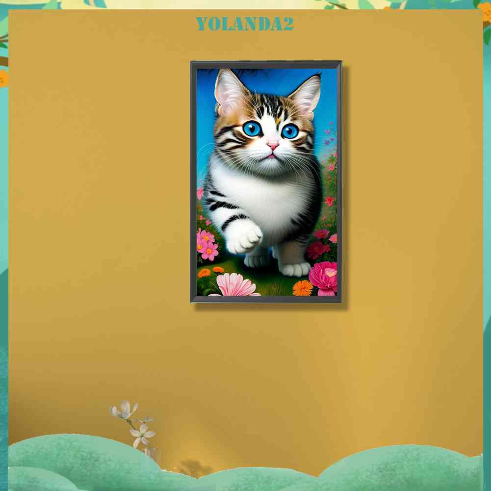 Tranh Đính Đá Kim Cương Toàn Bộ 5D DIY Hình Vẽ Mèo Trang Trí Nhà Cửa