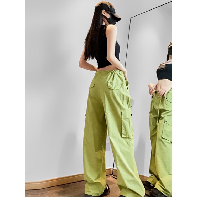 Quần Yếm Ống Rộng Lưng Cao Màu Đỏ Hồng Thời Trang Mùa Hè Cho Nữ