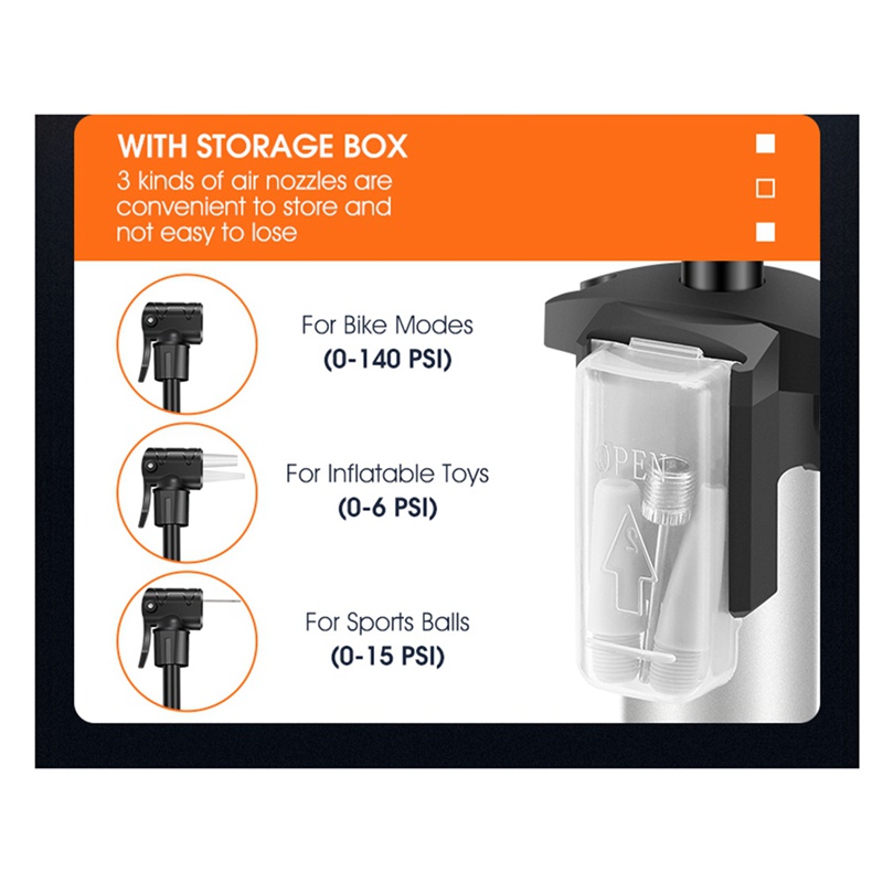 1 Bộ Bơm Hơi Xe Đạp Màu Bạc Áp Suất Cao Tiện Dụng