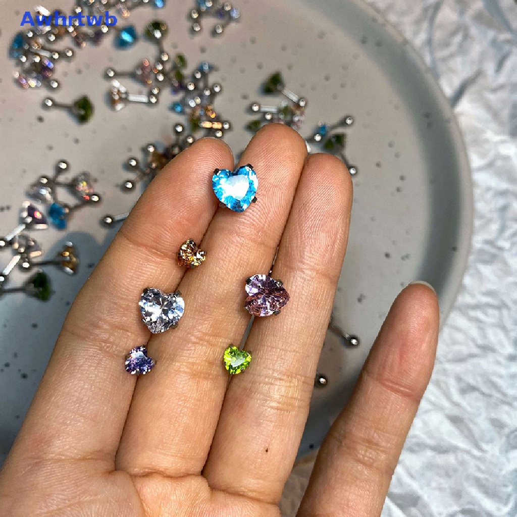1 Khuyên Tai Hình Trái Tim Đính Đá 5 / 8mm Thời Trang Cho Nữ Mới