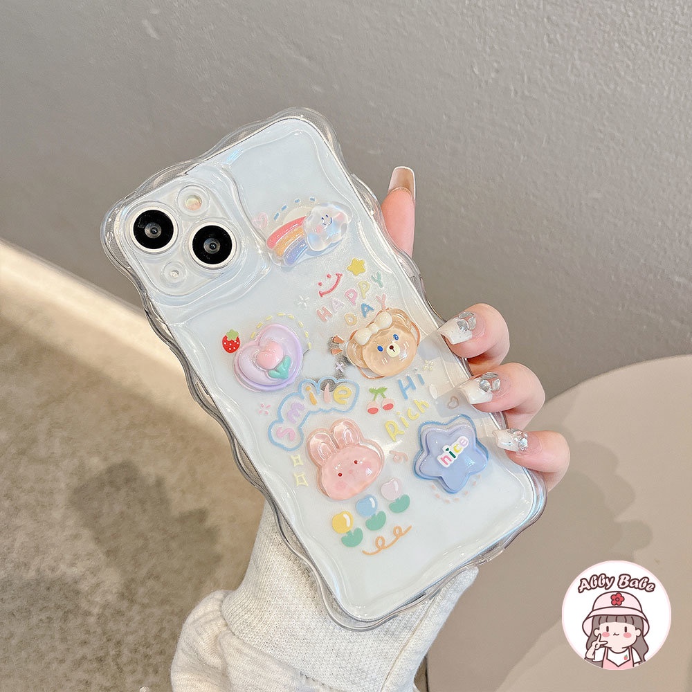 Ốp Điện Thoại TPU Mềm Trong Suốt Chống Mồ Hôi In Hình Gấu Thỏ Lấp Lánh Cho IPhone 14 Pro Max 13 12 11 Pro Max X XS Max