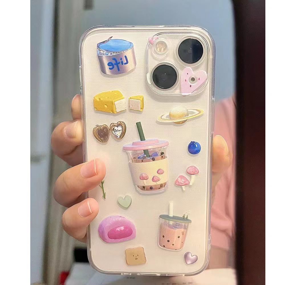 ✅Ốp Điện Thoại Mềm Trong Suốt In Hình Trà Sữa Cho Iphone 8pxs 7 14 / promax12 / Niche pro13 / xr11 S6TB